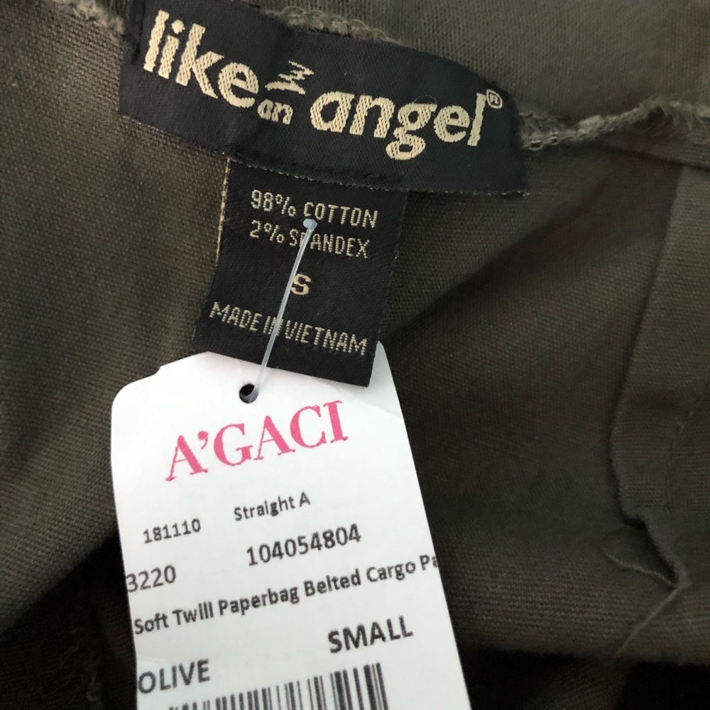 Olive green belted cargo pants - Picture 5 of 6